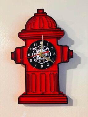 Fire Hydrant 3D Printed Retro Hanging Red/Black 10"